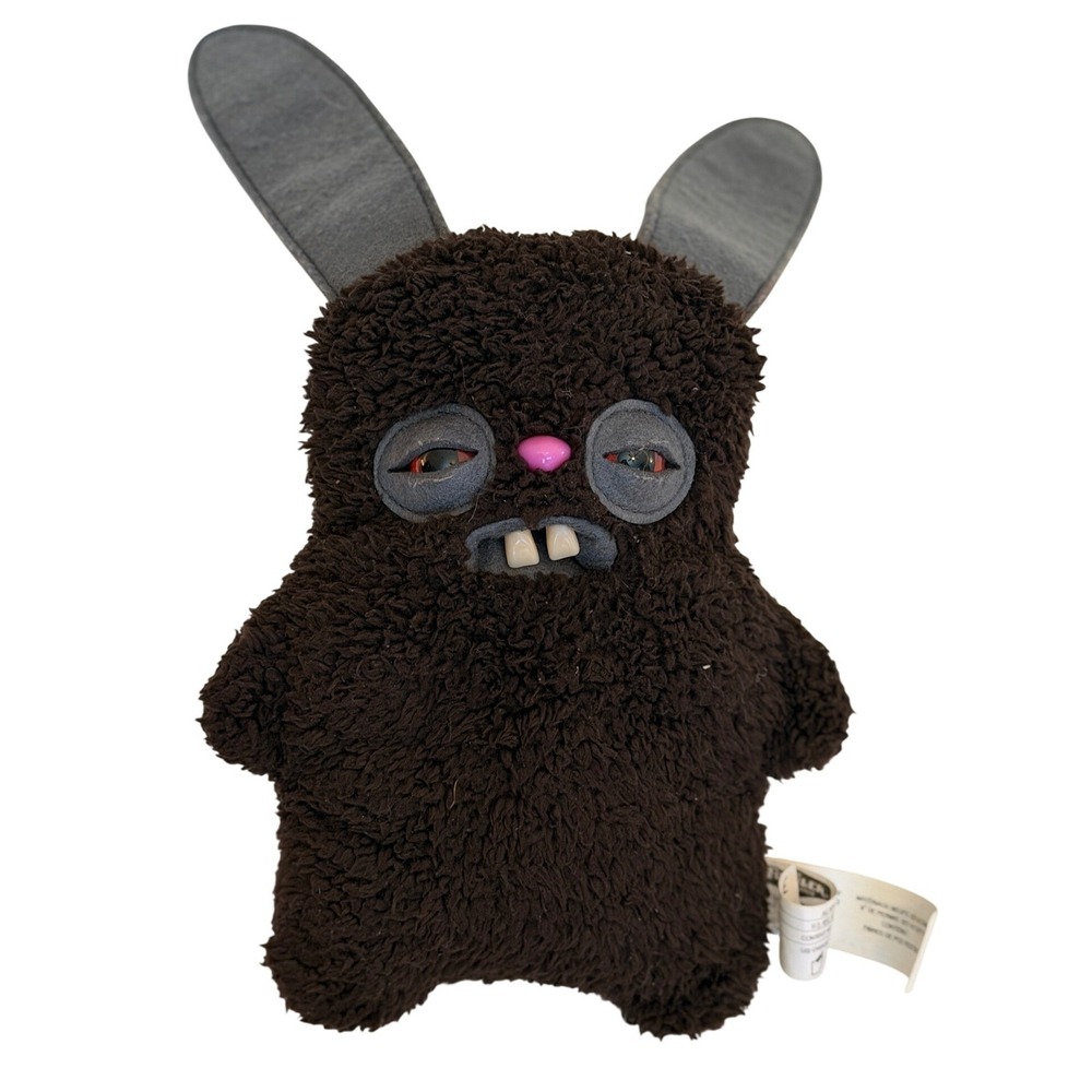 Fuggler Funny Ugly Monster Brown Bunny Rabbit Plush Toy Red Eyes Spin Master